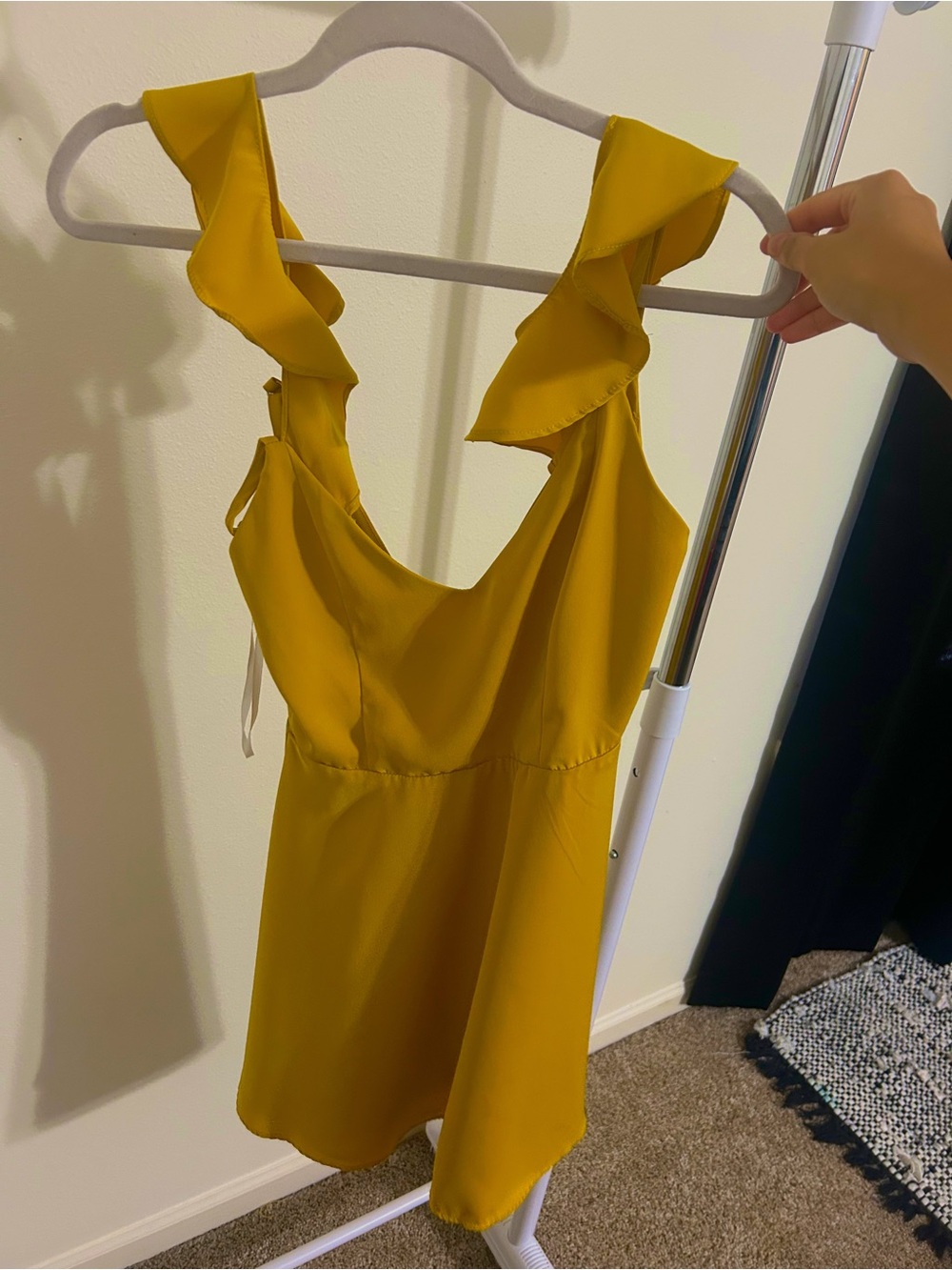 superdown Yellow Ruffle Strap Mini Dress